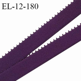 Elastique picot 12 mm lingerie couleur aubergine largeur 12 mm haut de gamme fabriqué en France prix au mètre