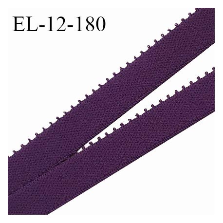 Elastique picot 12 mm lingerie couleur aubergine largeur 12 mm haut de gamme fabriqué en France prix au mètre