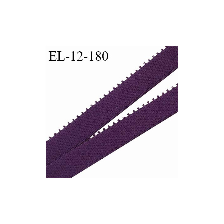 Elastique picot 12 mm lingerie couleur aubergine largeur 12 mm haut de gamme fabriqué en France prix au mètre