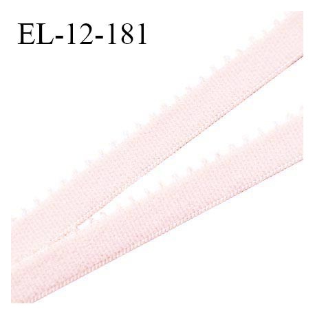 Elastique picot 12 mm lingerie couleur rose poudré largeur 12 mm haut de gamme fabriqué en France prix au mètre