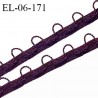Elastique boutonnière picot 6 mm spécial lingerie haut de gamme couleur aubergine fabriqué en France largeur 6 mm prix au mètre