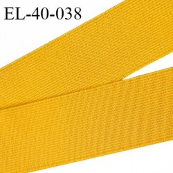 Elastique plat 40 mm couleur jaune bouton d'or brodé sur les bords forte élasticité allongement +90% largeur 40 mm prix au mètre