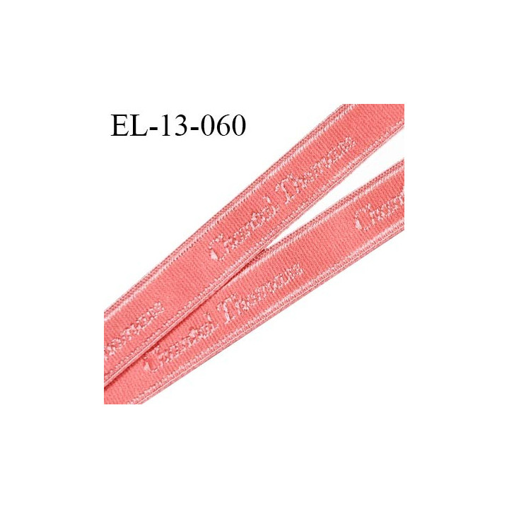 Elastique 13 mm lingerie haut de gamme inscription Chantal Thomas couleur rose pamplemousse fabriqué en France prix au mètre