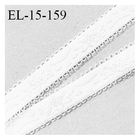 Elastique picot 15 mm lingerie haut de gamme couleur blanc avec motifs fabriqué en France forte élasticité prix au mètre