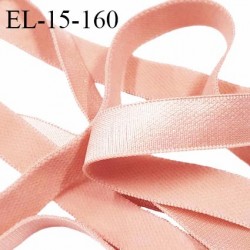 Elastique 15 mm lingerie haut de gamme couleur rose pastel brillant sur une face prix au mètre