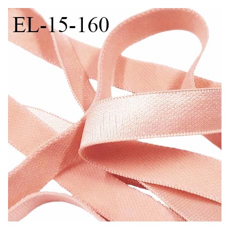 Elastique 15 mm lingerie haut de gamme couleur rose pastel brillant sur une face prix au mètre