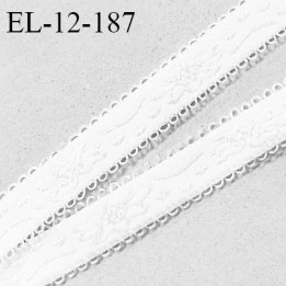 Elastique picot 12 mm lingerie haut de gamme couleur blanc avec motifs fabriqué en France forte élasticité prix au mètre