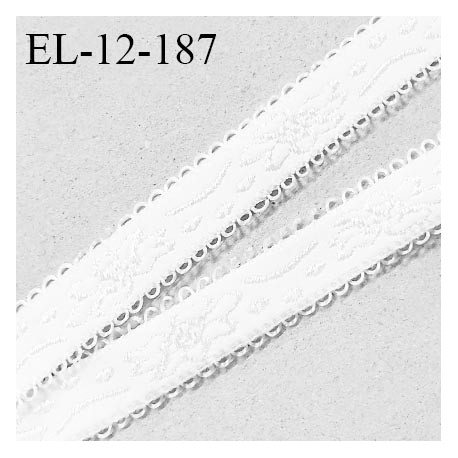 Elastique picot 12 mm lingerie haut de gamme couleur blanc avec motifs fabriqué en France forte élasticité prix au mètre
