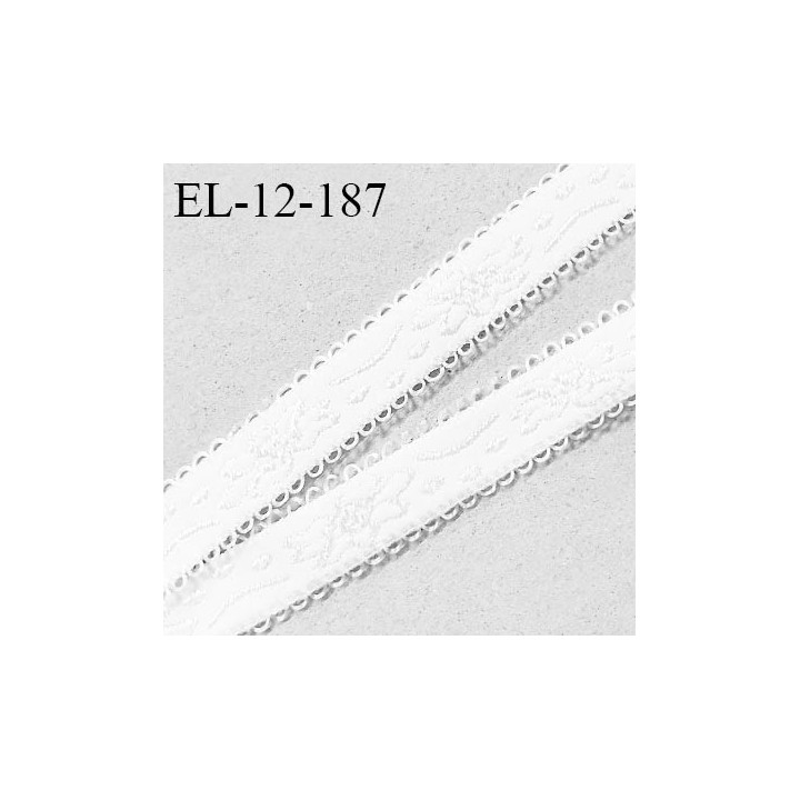 Elastique picot 12 mm lingerie haut de gamme couleur blanc avec motifs fabriqué en France forte élasticité prix au mètre
