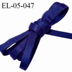 Elastique 5 mm lingerie haut de gamme fabriqué en France couleur bleu satiné largeur 5 mm légèrement bombé prix au mètre