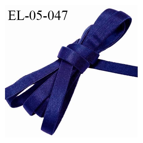 Elastique 5 mm lingerie haut de gamme fabriqué en France couleur bleu satiné largeur 5 mm légèrement bombé prix au mètre