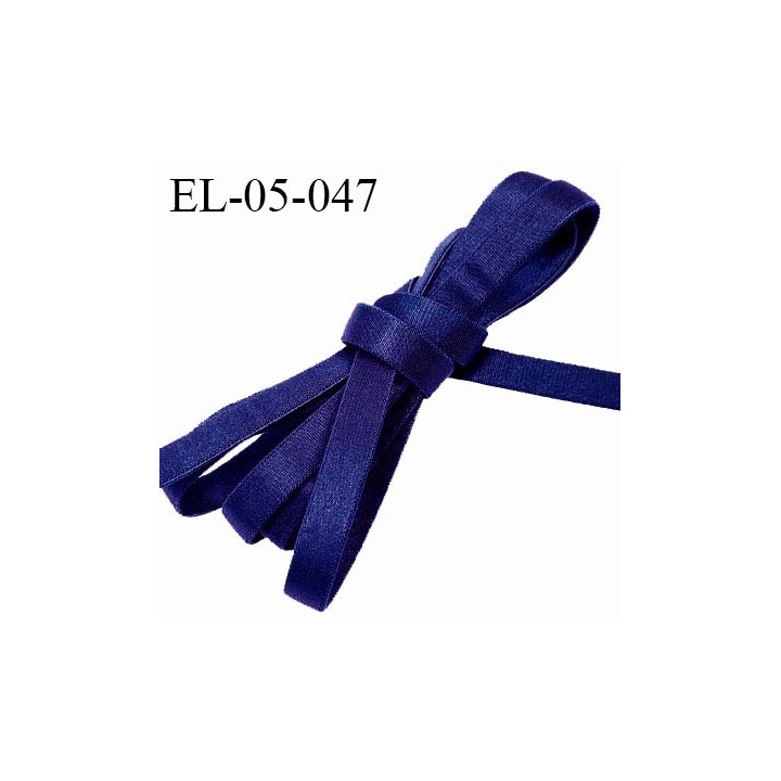 Elastique 5 mm lingerie haut de gamme fabriqué en France couleur bleu satiné largeur 5 mm légèrement bombé prix au mètre