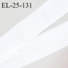 Elastique lingerie 25 mm pré plié haut de gamme fabriqué en France couleur blanc largeur 25 mm allongement +130% prix au mètre