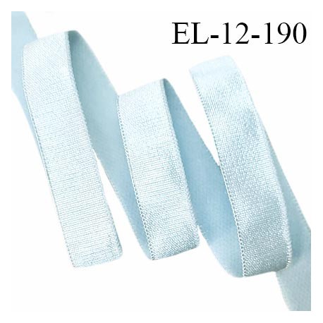Elastique 12 mm lingerie haut de gamme couleur bleu menthe glacé brillant sur une face prix au mètre