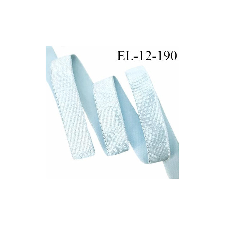 Elastique 12 mm lingerie haut de gamme couleur bleu menthe glacé brillant sur une face prix au mètre