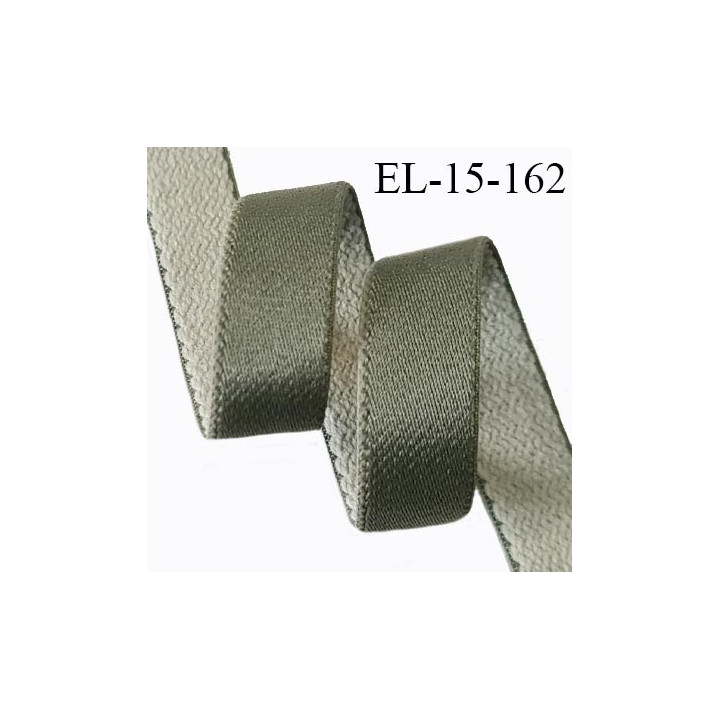 Elastique 15 mm lingerie haut de gamme fabriqué en France couleur vert kaki bonne élasticité prix au mètre