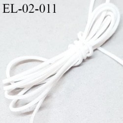 Elastique cordon 2 mm polyamide élasthanne couleur écru brillant élastique très souple allongement +140% prix au mètre