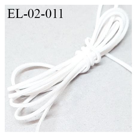 Elastique cordon 2 mm polyamide élasthanne couleur écru brillant élastique très souple allongement +140% prix au mètre