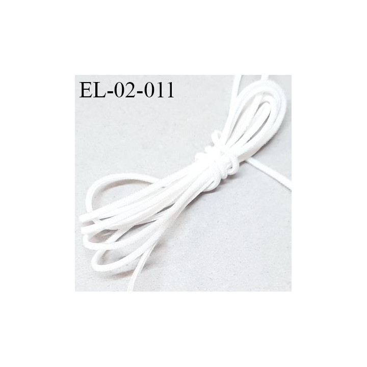Elastique cordon 2 mm polyamide élasthanne couleur écru brillant élastique très souple allongement +140% prix au mètre