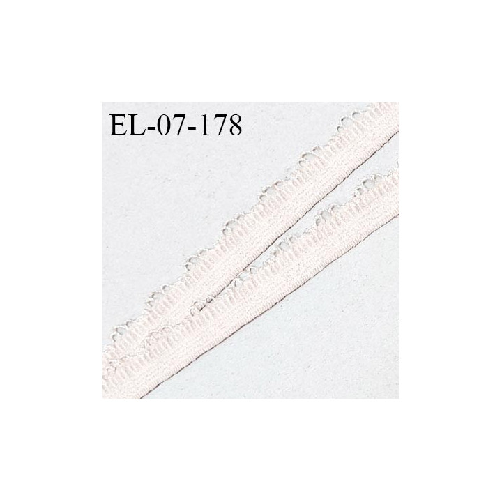 Elastique lingerie 7 mm + 2 mm picots couleur beige rosé ou dune grande marque fabriqué en France largeur 7 mm + 2 prix au mètre