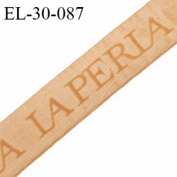 Elastique lingerie 32 mm couleur beige haut de gamme inscription La Perla largeur 32 mm allongement +130% prix au mètre