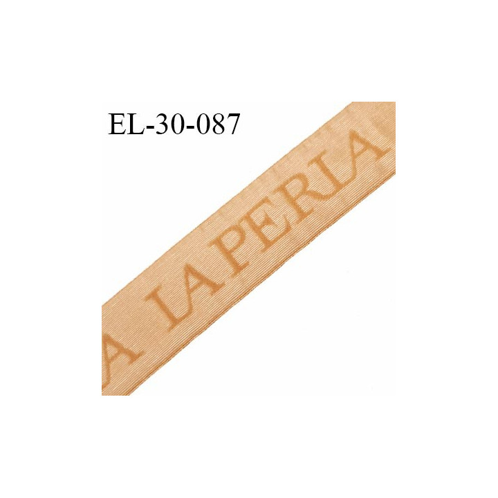 Elastique lingerie 32 mm couleur beige haut de gamme inscription La Perla largeur 32 mm allongement +130% prix au mètre