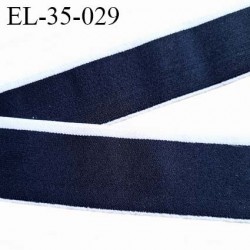élastique 35 mm aspect velours spécial lingerie et sport très belle qualité couleur bleu marine et blanc doux prix au mètre