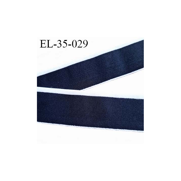 élastique 35 mm aspect velours spécial lingerie et sport très belle qualité couleur bleu marine et blanc  doux  prix au mètre