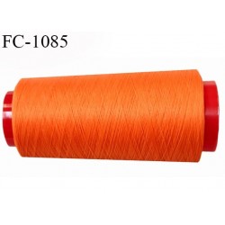 Cone 1000 m de fil mousse polyester  fil n° 110 couleur orange lumineux cone de 1000 mètres bobiné en France