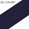 Elastique plat 120 mm couleur bleu marine brodé sur les bords forte élasticité allongement +30% largeur 120 mm prix au mètre