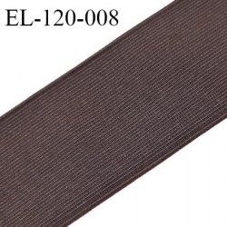 Elastique plat 120 mm couleur marron brodé sur les bords forte élasticité allongement +30% largeur 120 mm prix au mètre