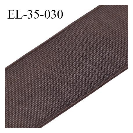 Elastique plat 35 mm couleur marron brodé sur les bords forte élasticité allongement +80% prix au mètre
