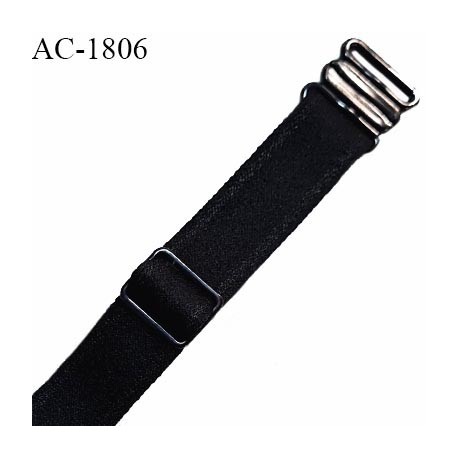 Bretelle lingerie SG 16 mm très haut de gamme couleur noir avec 1 barrette et 1 boucle clip longueur 20 cm prix à l'unité