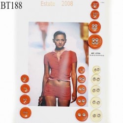 Plaque de 18 boutons de créateur couleur orange et jaune pour création unique diamètre de 15 à 33 mm prix pour la plaque entière