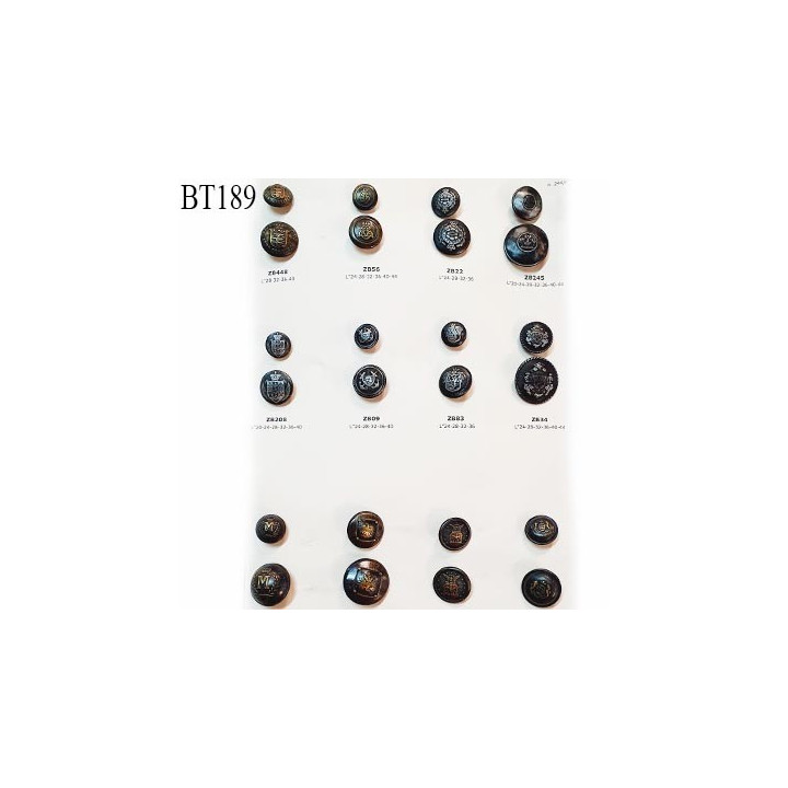 Plaque de 24 boutons style ancien pour création unique couleur bronze prix pour la plaque entière