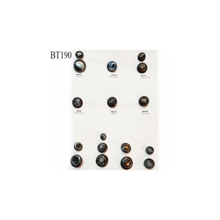 Plaque de 17 boutons style ancien pour création unique couleur bronze prix pour la plaque entière