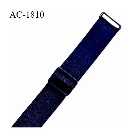 Bretelle lingerie SG 15 mm très haut de gamme couleur bleu marine brillant 2 barrettes longueur 18 cm + réglage prix à l'unité