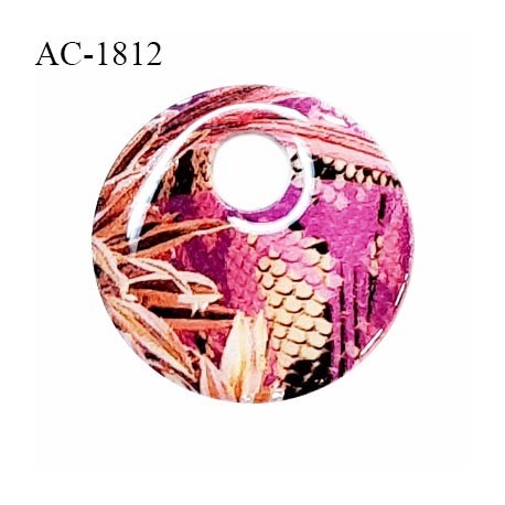 Bijou décor pendentif lingerie et autres motif rose et orange en métal émaillé diamètre 29 mm prix à la pièce