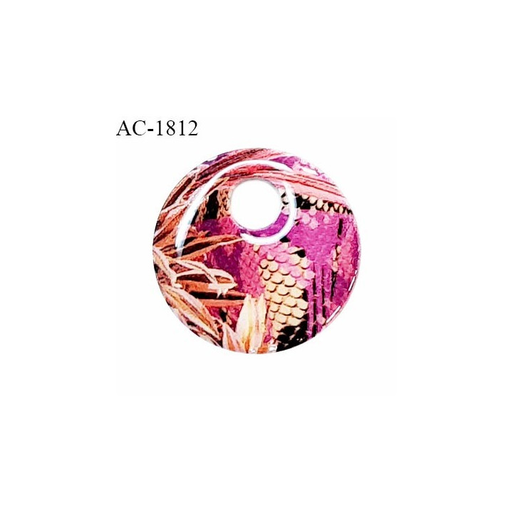 Bijou décor pendentif lingerie et autres motif rose et orange en métal émaillé diamètre 29 mm prix à la pièce