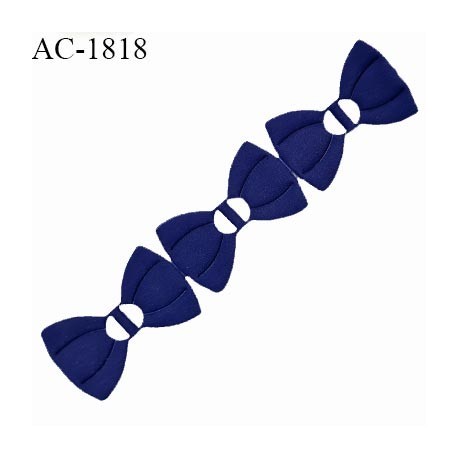 Décor en tissu thermocollant 3 noeuds couleur bleu longueur 14 cm largeur 3 cm prix à l'unité composé de 3 noeuds