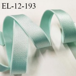 Elastique lingerie 12 mm haut de gamme couleur vert atoll brillant bonne élasticité allongement +50% largeur 12 mm prix au mètre