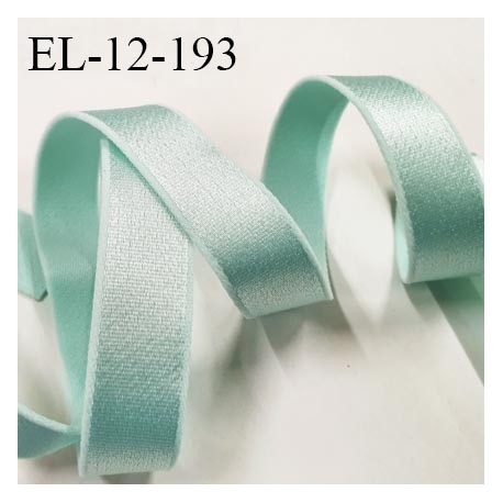 Elastique lingerie 12 mm haut de gamme couleur vert atoll brillant bonne élasticité allongement +50% largeur 12 mm prix au mètre