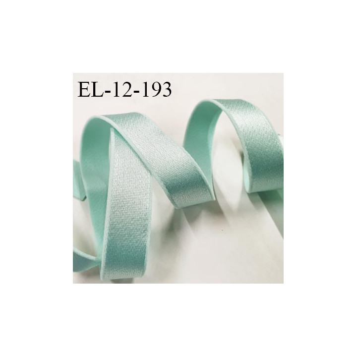 Elastique lingerie 12 mm haut de gamme couleur vert atoll brillant bonne élasticité allongement +50% largeur 12 mm prix au mètre