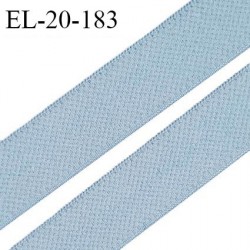 Elastique 20 mm haut de gamme fabriqué en France doux au toucher couleur bleu azzuro bain largeur 20 mm prix au mètre