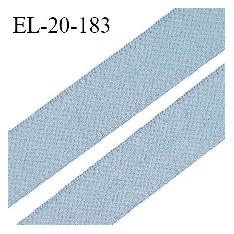 Elastique 20 mm haut de gamme fabriqué en France doux au toucher couleur bleu azzuro bain largeur 20 mm prix au mètre