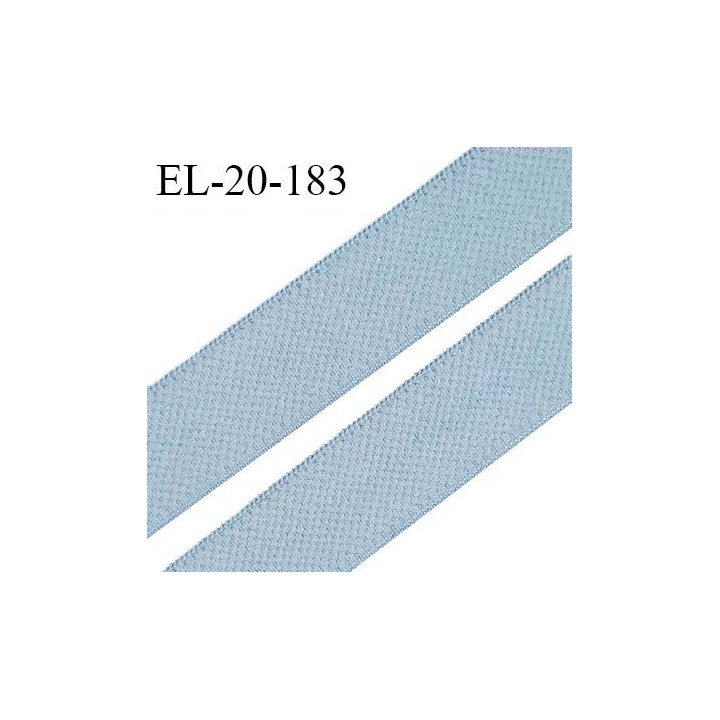 Elastique 20 mm haut de gamme fabriqué en France doux au toucher couleur bleu azzuro bain largeur 20 mm prix au mètre