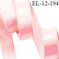 Elastique lingerie 12 mm haut de gamme couleur rose pastel brillant bonne élasticité allongement +50% prix au mètre