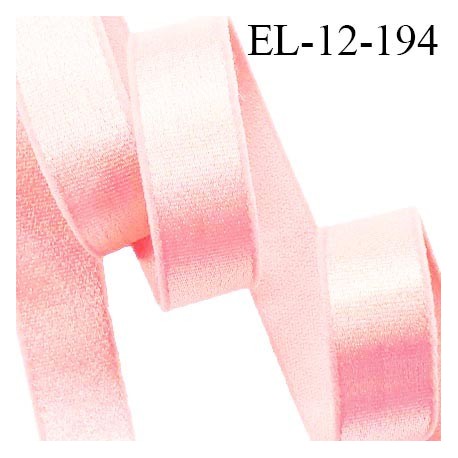 Elastique lingerie 12 mm haut de gamme couleur rose pastel brillant bonne élasticité allongement +50% prix au mètre