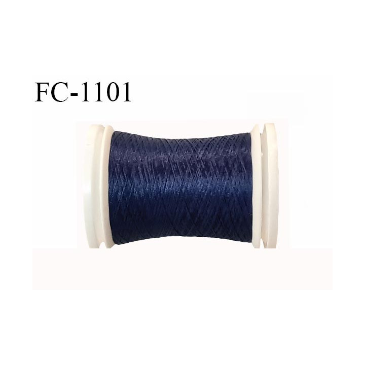 Bobine 500 m fil mousse polyester n°160 couleur bleu marine clair longueur 500 mètres bobiné en France