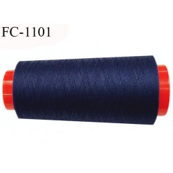 Cone 1000 m fil mousse polyester n°160 couleur bleu marine clair longueur 1000 mètres bobiné en France